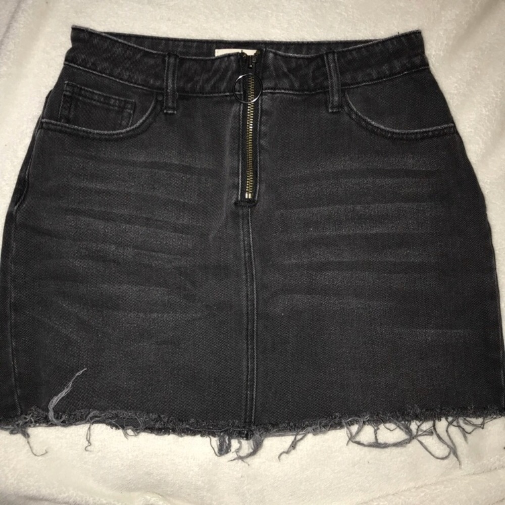 Black denim skirt